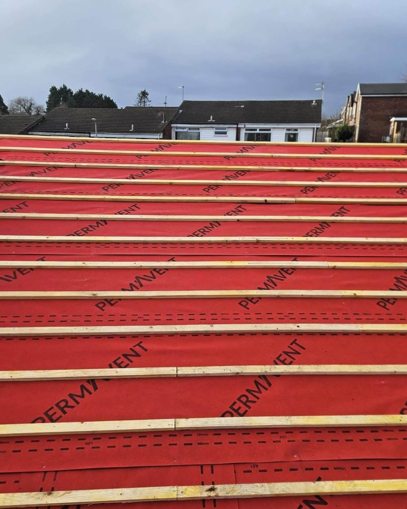 battons on roof and underlay