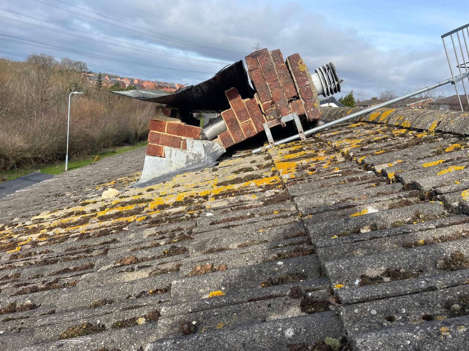 chimney knocked down